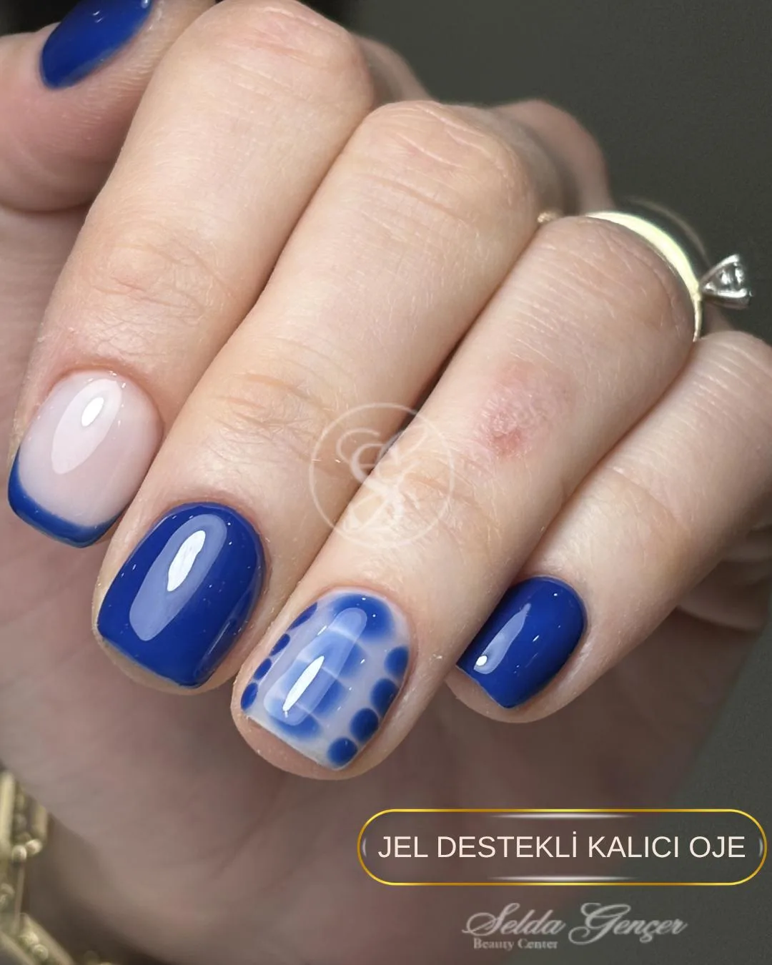 Neon nail art mavi kalıcı oje uygulama sonucu